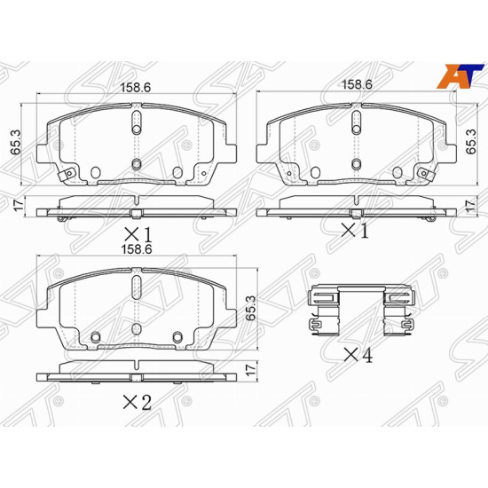 Колодки тормозные перед HYUNDAI SANTA FE/PALISADE 18-/KIA SORENTO 15- SAT