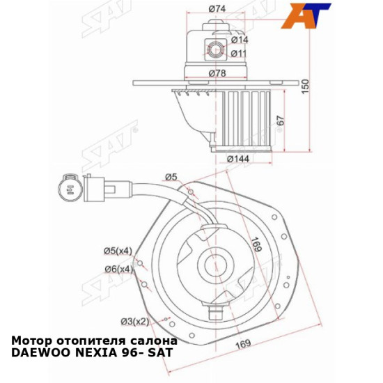 Мотор отопителя салона DAEWOO NEXIA 96- SAT