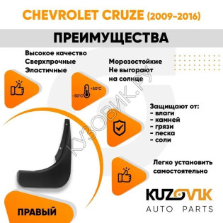 Брызговик задний Chevrolet Cruze (2009-2016) правый KUZOVIK