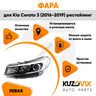 Фара левая Kia Cerato 3 (2016-2019) рестайлинг KUZOVIK