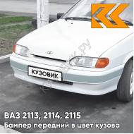 Бампер передний в цвет кузова ВАЗ 2113, 2114, 2115 без птф с полосой 240 - Белое облако - Белый
